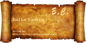 Balla Cintia névjegykártya